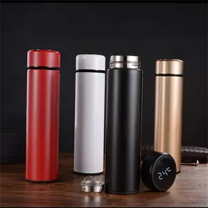Best Selling Double Wall Stainless Steel Vaccum 500ml Smart Thermo Water Bottle With LED