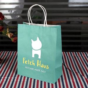 Sac en papier kraft blanc/marron avec poignée pour l'emballage alimentaire dans les supermarchés, les cafés, les cadeaux, les fêtes, logo personnalisé - Product Image 1