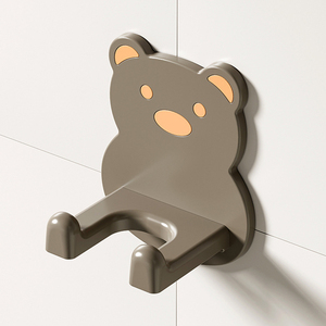 Sesame <strong>Lovely</strong> Bear Hair Dryer Storage Rack Bathroom Drill Free Wall Mounted Plastic <strong>Holder</strong> for Hair Dryer Mobile Phone Hanger - Product Image 2