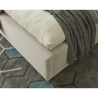 Lit de luxe européen King Size avec rangement, tête de lit à coutures verticales, base en acier inoxydable, rembourrage en velours et espace de rangement