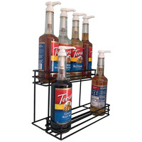 Présentoir de rangement portable moderne en métal noir à double niveau pour bouteilles de sirop et supports pour la cuisine