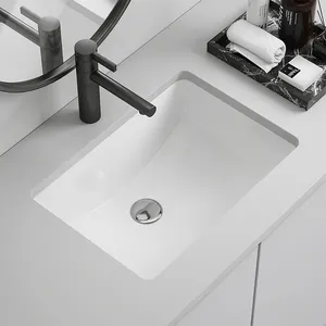 CUPC 18" High Quality Porcelain Under Mount Washbasins Under Counter Rectangular Wash Sink White Ceramic Bathroom Basin