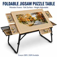 Tragbarer Klappbarer Tisch mit Verstellbarer Höhe und Neigung Holzrahmen Filzoberfläche für Puzzle-Liebhaber