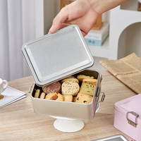Boîte en fer blanc givré carrée de qualité alimentaire avec logo personnalisé, impression offset, fermeture à bouton coulissant, pour thé, café, chocolat, gâteau, sucre