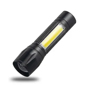 Lanterna led portátil para uso ao ar livre, iluminação xpe cob, portátil, para acampamento, com zoom, recarregável, usb, com caixa de presente, mini lanterna led