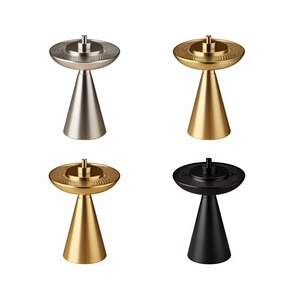 Colección de Quemadores de Incienso Cónicos Metálicos de Lujo – Soporte para Bakhoor de Acero Cepillado Dorado y Negro Mate - Product Image 1