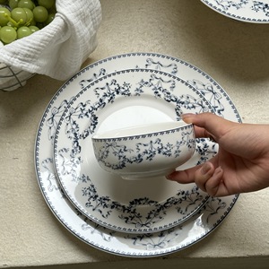 Assiette à dessert ronde en porcelaine de style français vintage, bleu frais, antique, de grande valeur, pour le <span class=keywords><strong>petit</strong></span>-déjeuner/le <span class=keywords><strong>brunch</strong></span>, vente en gros - Product Image 4