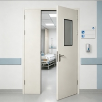 Puertas Batientes de Acero Personalizadas con Ventanas Visuales Estándar GMP y Puertas de Acero Resistentes al Fuego para Salas y Habitaciones de Hospitales