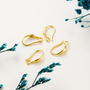 <b>Earring</b> <b>Hooks</b> 9x15mm Gold Plated Copper Color Preserving DIY Jewelry Findings Spring 2023 Yiwu Origin - Product Image 1