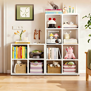 Estantería Metálica <span class=keywords><strong>Blanca</strong></span> Abierta Tipo Cubo, Estantes Modulares Resistentes, Librería Moderna para Sala de Estar, Oficina en Casa, Dormitorio - Product Image 1