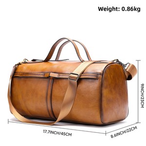 <span class=keywords><strong>Bolsa</strong></span> de Viaje de Cuero Genuino para Hombre, Estilo Bolso de Mano Vintage, con Cordón, Capacidad de 20-35L, Impermeable, para Uso Profesional y Deportivo - Product Image 5