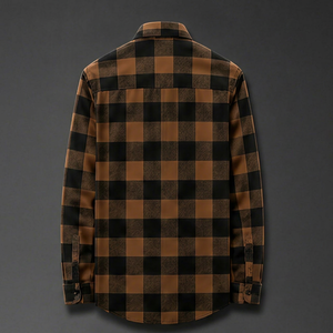 Camisa de Franela a Cuadros de Manga Larga para Hombre, de Alta Calidad, Corte Regular, Informal, de Algodón, con Botones - Product Image 2