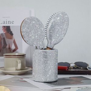 Tocador de lujo <span class=keywords><strong>con</strong></span> diamantes de lujo, <span class=keywords><strong>Airbag</strong></span> de 3 piezas de seguridad, grano de madera, cuidado del cabello, espejo de maquillaje HD para cepillo de maquillaje, Cubo de almacenamiento - Product Image 2