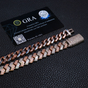 Cadena cubana de moissanita de color plata 925 para hombre, oro rosa, sólido, pesado, grueso, 13MM, Diamante helado, VVS D - Product Image 5
