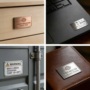 Etiquetas de Metal para Bolsos, Diseño Cóncavo Convexo, Proceso de Cuero PU, Aluminio, Cobre Vino, Aleación de Zinc Dorada, Etiqueta de Marca Registrada en 3D - Product Image 4