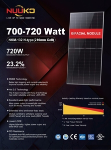 แผงโซลาร์เซลล์ Topcon 700W ถึง 720W แบบ N-Type Bifacial - Product Image 1