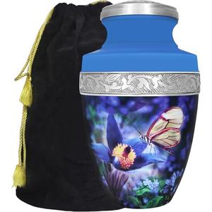 Urna de metal decorativa de calidad superior de larga duración Diseño atemporal con grabados elegantes para cenizas humanas del exportador indio - Product Image 2