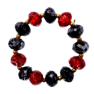 Fashion <b>Beaded</b> <b>Bracelet</b> Red Black Faceted Stones <b>Gold</b> Plated 316L Stainless Steel Sustainable Resistant Jewelry - Product Image 2