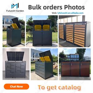 Outdoor Trash Can Enclosure <strong>Garden</strong> Furniture Outdoor Garbage Can Box UV-resistant Wheelie <strong>Bin</strong> <strong>Storage</strong> with Planter Roof - Product Image 4