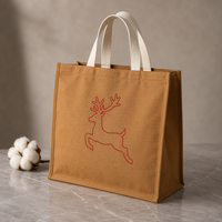 Sac personnalisé en toile de coton recyclé pour Noël, motif numérique Yule Ink, épais, en stock et sur commande, pour la vente au détail mondiale