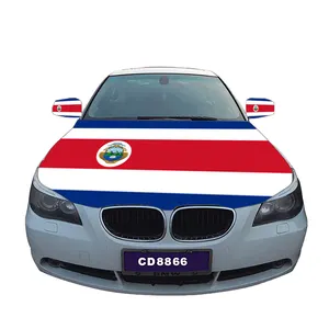 48H Pengiriman Cepat Kustom Ukuran Bendera Mesin 115X150Cm 100% Poliester Penutup Kaca Spion Kustom Bendera Kap Mobil Costa Rika