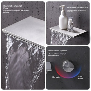 Rubinetto a Cascata da Parete in Ottone per Vasca da Bagno, Monocomando, Installazione Nascosta, Cromato, con Doccetta Acqua Calda e Fredda - Product Image 4