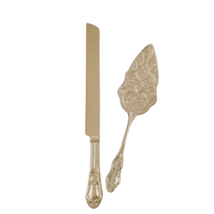 Juego de dos utensilios para hornear, juego de servidor de pastel, cortador de pastel de boda de acero inoxidable y diseño de extremo de cuchillo, mango de diseño martillado - Product Image 4