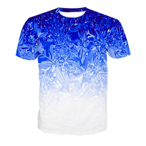 T-shirt à manches courtes pour homme, col rond, bleu, motif cristal imprimé, coupe classique, décontracté, 100% polyester, tissu tricoté respirant - Product Image 1