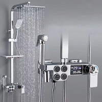 Robinet de douche thermostatique à 4 fonctions en laiton chromé Offre Spéciale pour salle de bain avec barre coulissante