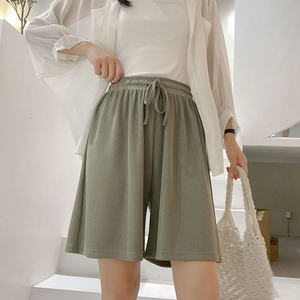 Women'S Sports <b>Shorts</b> Summer Straight <b>Short</b> Pants Solid Color Loose Elastic High Waist Wide Leg Knee Length Hot Pants For <b>Girls</b> - Product Image 2