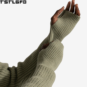Cardigan Zippé Homme OEM/ODM Vert Sauge Boutons Asymétriques Trous pour les Pouces Streetwear Pulls Homme Fabricants Vente en Gros - Product Image 3