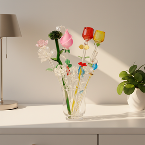 Lámpara de Arte de <span class=keywords><strong>Murano</strong></span> Hecha a Mano y Personalizada, Flor de Cristal Tallado con Tallo Largo, Rosa para el Día de San Valentín, Ecológica, Venta al Por Mayor - Product Image 2