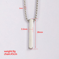 Collier de couple tendance avec pendentif personnalisé, en acier inoxydable plaqué or 18 carats, avec barre vierge et chaîne à maillons, bijoux à la mode