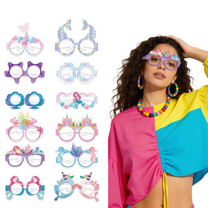 <b>Mermaid</b>-<b>Themed</b> Paper Glasses Party Props For <b>Birthday</b> Photo Booth Decorations Fashion Accessories - Product Image 1
