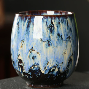 Tazón de Té con Diseño Vintage y Esmalte Único, Taza de Servicio de Té de Arcilla Estilo Japonés, Tazas de Cerámica para Degustación de Té Kung Fu con Efecto Horno - Product Image 2