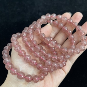 Braccialetto Personalizzato all'Ingrosso per Donne con Orsetto in Quarzo Rosa e Quarzo Fragola, Cristallo Naturale e Pietra Preziosa - Product Image 2