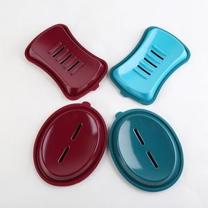 Jabonera ovalada de plástico con drenaje y soporte para accesorios de baño - Product Image 3