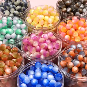 8 10 12mm Cat Eye Beads Transparent Spacer Loose Resin Plastic Beads For Making Bracelet Earring DIY Craft Jewelry Making