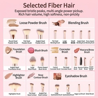 Set Kuas Makeup Slim Waist Berkualitas Tinggi Shou Shou Lang 15-Piece Bulu Kambing Gagang Kayu Halus Ringan untuk Concealer