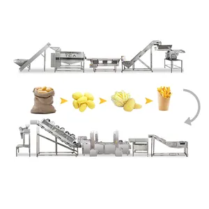 Máquina para hacer patatas fritas, línea de producción de patatas fritas heladas a escala comercial