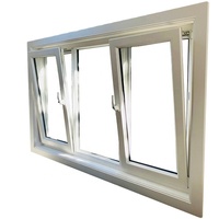 Ventana Abatible de Aluminio, Ventanas Oscilobatientes MDTTW65, Fabricante Chino, Ventana de Aluminio Moderna para Casa, Caja de Madera Europea