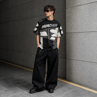T-shirt Oversize Streetwear 320 GSM Lourd Personnalisé Direct Usine, Effet Délavé, Coutures Contrastées, Applique Patch, Fabricant OEM