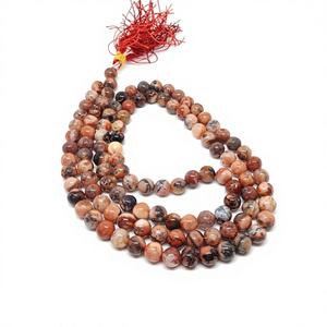 Collar de cuentas Jap Mala de ágata de fuego tallada religiosa al por mayor, con 108+1 cuentas de 6 mm - Product Image 1