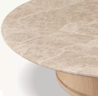 Table basse ronde RH OEM Ligne, en chêne américain avec plateau en marbre, mobile, décorative, moderne, de luxe, pour salon, villa, hôtel