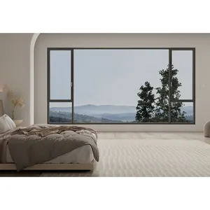 Phòng ngủ căn hộ nhỏ thời trang cửa sổ từ sàn đến trần cửa sổ một mảnh màn hình cửa sổ thụ động