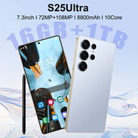 Smartphone S25 Ultra 5G débloqué, écran 7'', 16 Go + 1 To, Deca Core, HD Gaming, 108 MP, Double SIM, Android Global