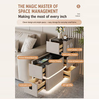 Meuble d'appoint intelligent en cuir pour canapé, multifonctionnel avec chargement sans fil, plateau en verre trempé, 5 tiroirs, mobilier de maison moderne et simple