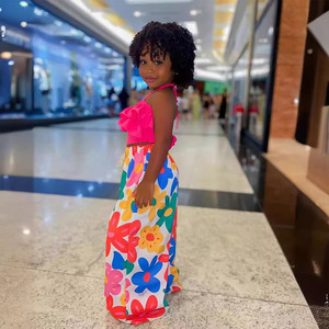 King Mcgreen Star, novedad de verano, camisa corta con <span class=keywords><strong>tirantes</strong></span> para niñas, <span class=keywords><strong>Top</strong></span> + Pantalones de pierna ancha estampados, conjunto de 2 piezas, ropa informal para niños - Product Image 3