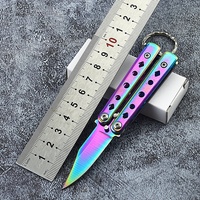 Couteau d'entraînement pliant en métal, mini-balisong coloré, pour la pratique, le camping en extérieur et les outils EDC – Vente en gros