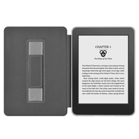 Étui de protection en cuir avec sangle de poignet et couverture arrière en acrylique pour Kindle Paperwhite 6